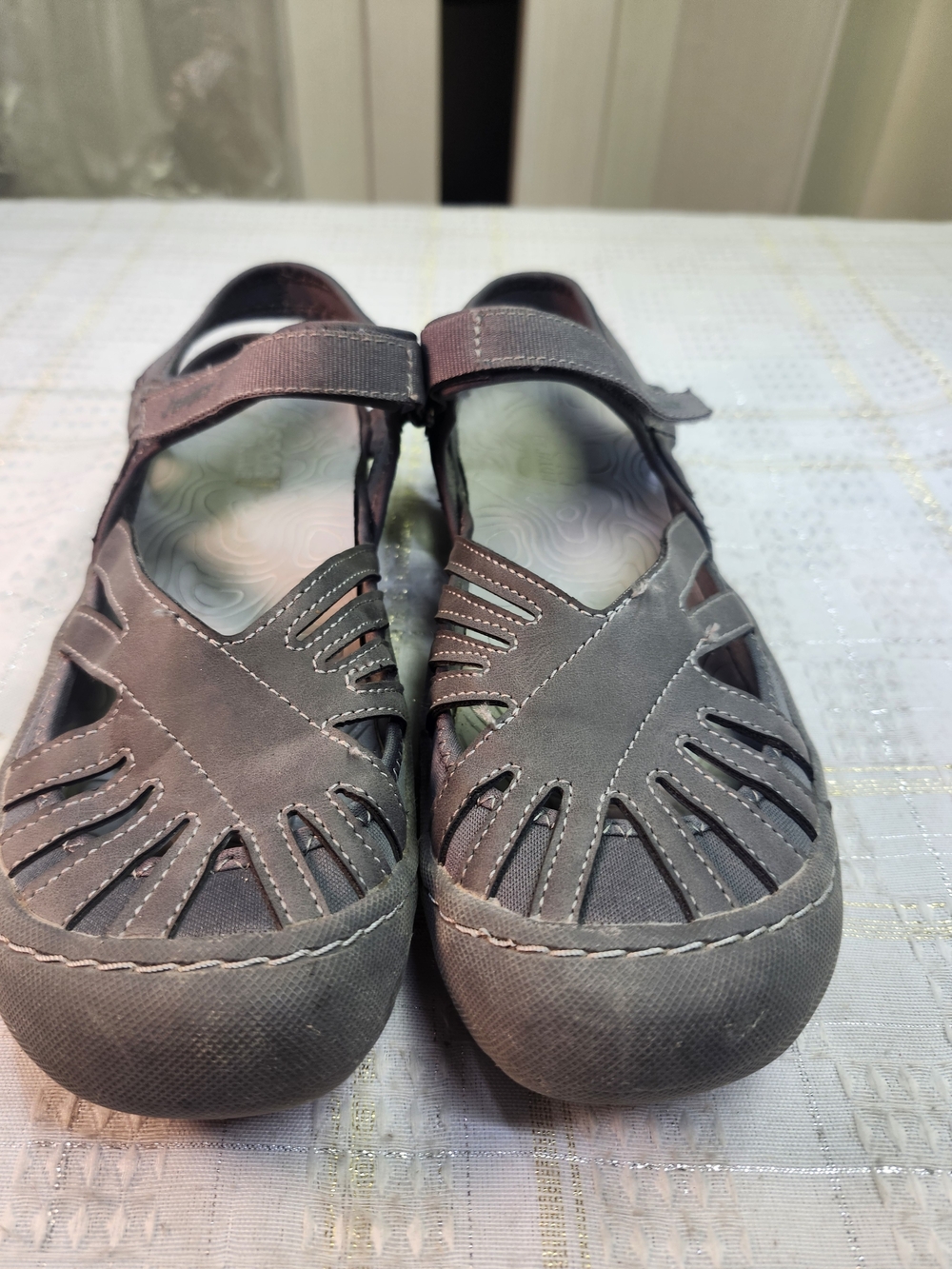 J Sport By JAMUE Women’s Gray Casual Closed-Toe Sandal with Adjustable Strap